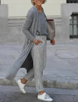 Simple Casual Loose Top Pants Coat Three Piece Suit