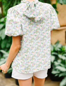 What You Need Green Ditsy Floral Blouse