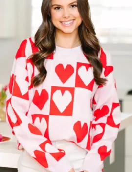 Let Your Love Shine Red Heart Sweater