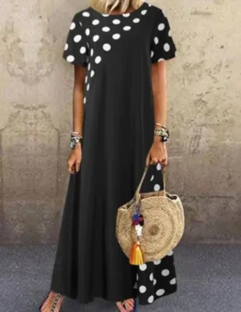 Summer Casual Polka Dot Print Collar Dress