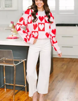 Let Your Love Shine Red Heart Sweater