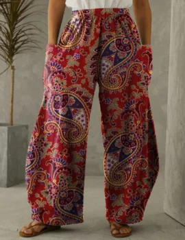 Women’s Vintage Paisley Print Loose Pants