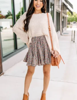 Make My Day Brown Ditsy Floral Skort