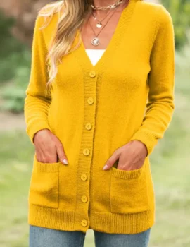 Women Long Sleeve Cotton-blend Cardigans Outerwears