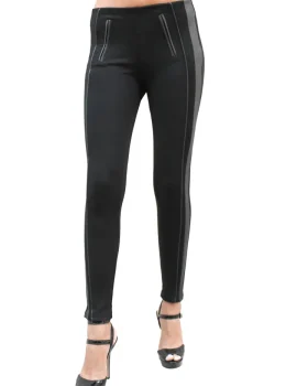 PP164 Ponte Leggings W/Slit Leather Pockets