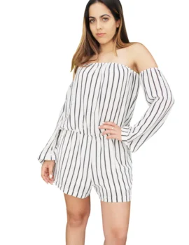 RP62 Stripped Halter Romper Shorts